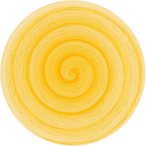 Gelbes Memento Tischplatte aus handbemalter Keramik Ø 27,5 cm