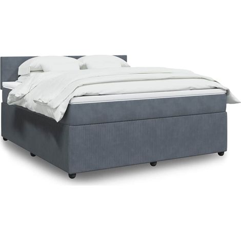 Boxspringbett mit Matratze Dunkelgrau 180x200 cm Samt