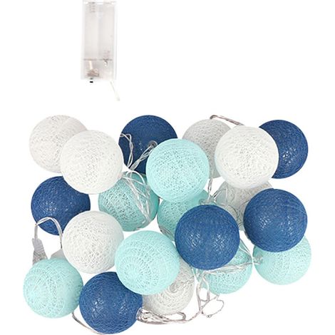 Guirlande Lumineuse - 20 Boules Coton - 3 Mètres - Alimentation Piles AA - Pour Chambre À Coucher Salon Mariage Extérieur (1/2)
