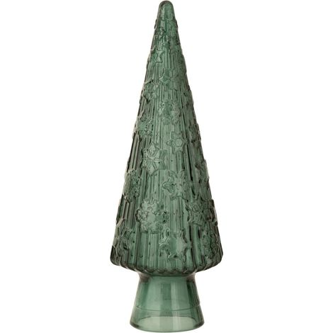 Sapin de Noël en Verre "Cône" 43cm Vert Foncé