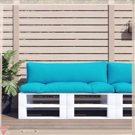 360943 Coussins de palette lot de 2 turquoise tissu Oxford (1/5)