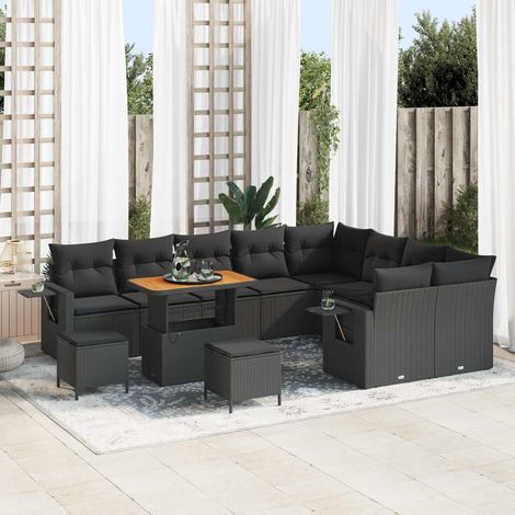Teenpull – Gartensofa-set 12 Stk. Schwarz Poly-Rattan (1/5)