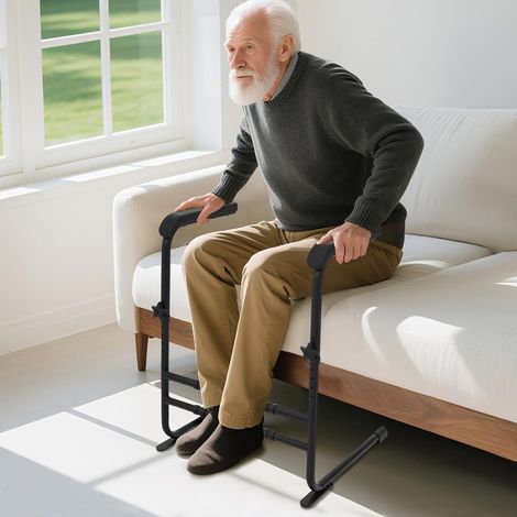 Canapé/lit/toilettes, aide au levage, antidérapante, pour personnes âgées, avec large poignée, hauteur et largeur, aide au soutien pour patients et handicapés, jusqu'à 204 kg (noir) (1/5)