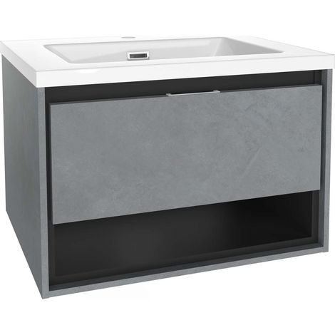 kielle Meara - Armario con lavabo 60 cm, hormigón/negro mate 50026S605