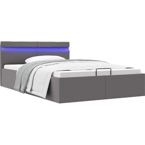 vidaXL Giroletto Contenitore Idraulico LED Grigio Similpelle 140x200cm (1/8)
