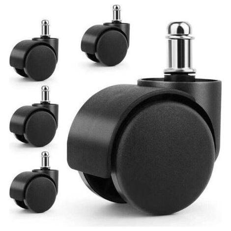 Juego de 5 ruedas para silla de oficina – rotación de 360° para todo tipo de suelos. (1/4)