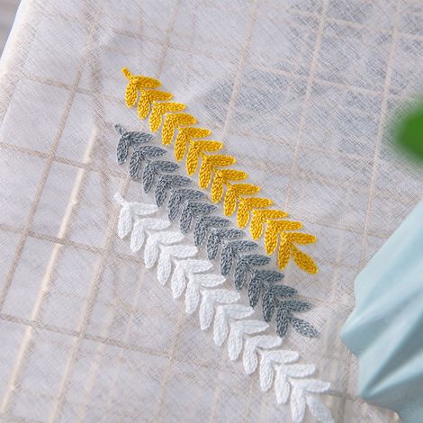 1 rideau occultant court brodé pour fenêtre, 1 x 2 m (gris, blanc et jaune) (1/5)