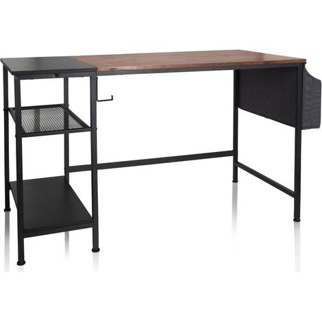 [GEBRAUCHT] B-Ware hjh OFFICE Schreibtisch Tisch WORKSPACE 120x60 cm Seitenregal schwarz braun (1/2)