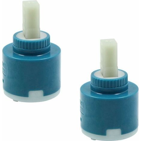 Set of 2 hot and cold water tap coils - 40 mm - Ceramic cartridge for kitchen or bathroom mixer tap - LIAIKI (1/5)