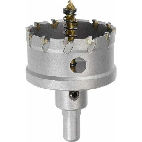Fraise-trépan en carbure de 60 mm, scies cloches pour tôle en acier inoxydable, pas de limite de tige triangulaire antidérapante, avec foret central revêtu de titane