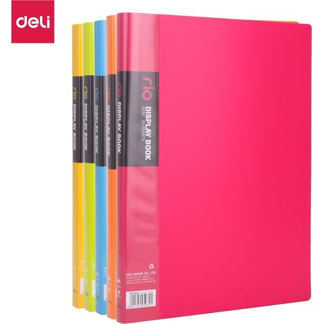 DELI Carpeta 30 fundas Rio PP etiqueta lomo A4 colores translucidos surtidos
