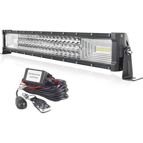 1 Barre Lumineuse LED 270W Étanche IP67 6000K Triple Rangée Avec Télécommande Pour Camion 4X4 Tracteur