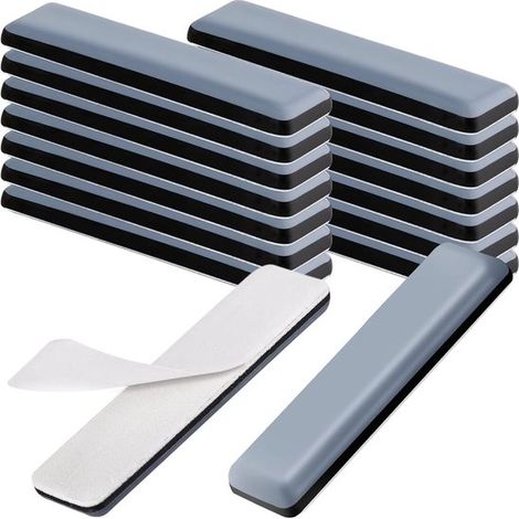 Patins en téflon pour meubles, lot de 16, auto-adhésifs, 19 x 70 mm, pour parquet, stratifié, carrelage - Glissement silencieux, protection contre les rayures pour chaises, B (1/5)