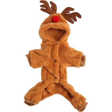 Sweat à capuche pour chien renne, pyjama d'hiver doux et chaud pour chiens, intéressant pour Noël, cosplay, S (1/4)