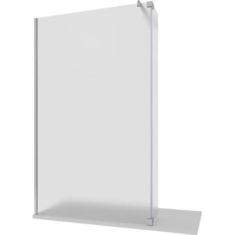 Doccia Walk-in 80cm + Anta Girevole Paraschizzi 30cm Vetro 8mm Opaco con Trattamento Anticalcare Profili in Alluminio Cromato h200 - Reversibile Mod. Keros (1/5)