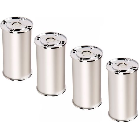 SOTECH 4er Set Möbelfüße RADO (Höhe 100 mm, Ø 50 mm, Aluminium / chrom poliert) höhenverstellbare Bettfüße