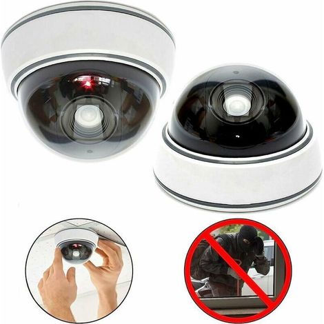 Lot de 2 caméras dôme professionnelles avec flash factice – LED clignotante – Installation facile pour sécurité intérieure et extérieure (1/5)