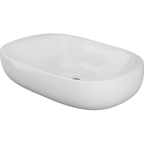 Lavabo ovale 60 cm d’appoggio bianco in ceramica Rak Illusion (1/3)