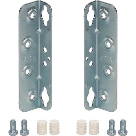 Cyclingcolors – Lot de 2 équerres de fixation réglables 127mm – Acier chromé – Entraxes 32mm – Douilles et vis incluses – Pour sommiers et lattes de lit (1/2)