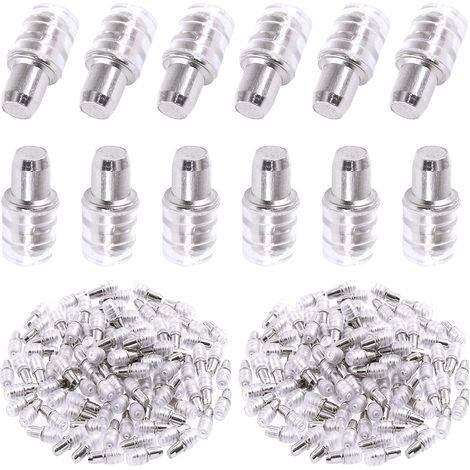 DOLASO 120 Stück 5 mm Regalstifte mit Gummihülsen, vernickeltes Metall, Schrankstützstifte, Buchhalter, Regalstifte, Möbel, Regalstützen, Regalstifte (1/5)
