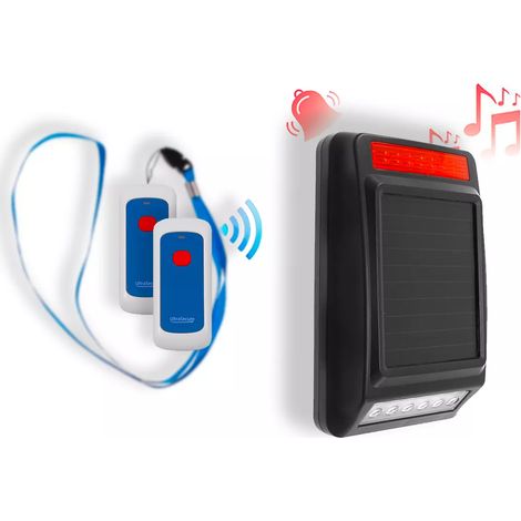 Alerte panique performance autonome sans-fil 900m longue distance 2 boutons mobiles ou fixes sirène extérieure (DA600+) (1/5)