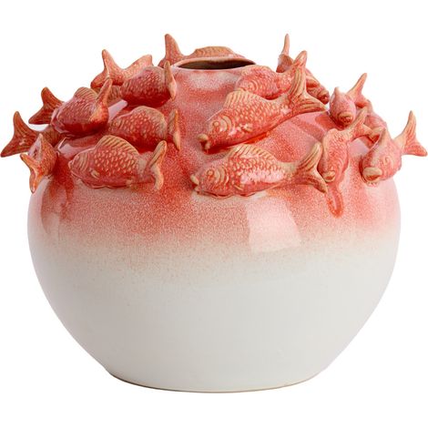 Light & Living FISCH Vase Keramik in Koralle + Creme – Ø41,5x32