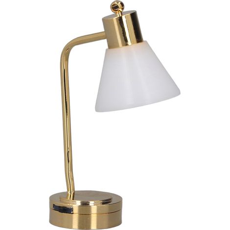 Puppenhaus-Tischlampe im Maßstab 1:12, LED-Mikro-Metall-Miniatur-Tischleuchte, goldweiß (1/5)