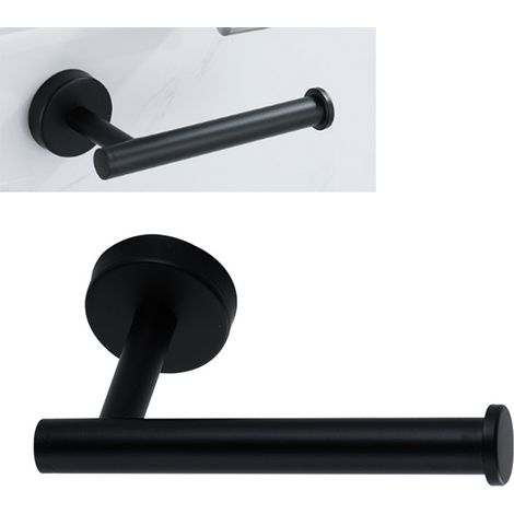 Porte-essuie-tout cylindrique en acier inoxydable noir mat, étagère suspendue pour la maison (1/5)