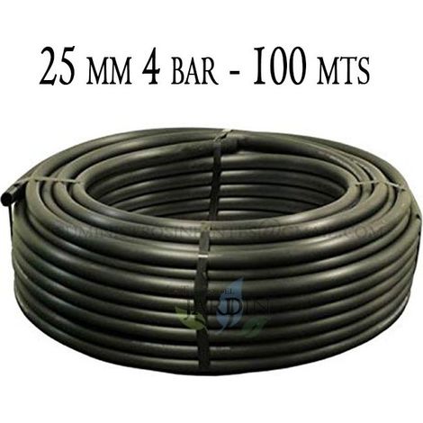 Suinga – Tuyau d'irrigation en polyéthylène 25 mm – Longueur 100 mètres – Résistance 4 bars – Flexible et résistant aux UV