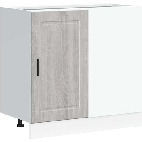 Armoire de cuisine Porto sonoma gris 86 x 46 x 81,5 cm rangement pratiques pieds réglables en bois d'ingénierie gris (1/5)