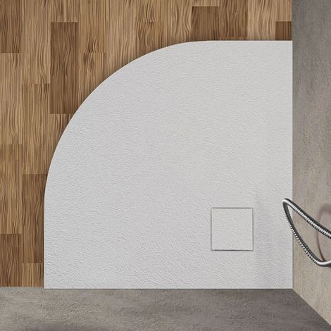 Piatto doccia 90x90 semicircolare bianco pietra in resina riducibile Agorà (1/5)