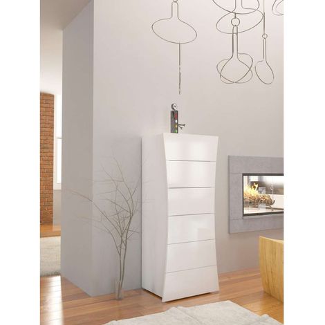 Web Furniture Settimo Moderno Arco 6 Cassetti Bianco Lucido - Design Italiano - 121,7x50x40 cm (1/7)