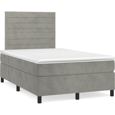 Boxspringbett mit Matratze Hellgrau 120x190 cm Samt (1/5)