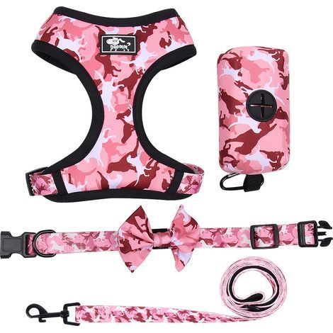 Conjunto de 4 accesorios para perros, talla M, color rosa. (1/5)