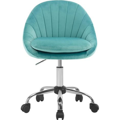 WOLTU Sedia Poltroncina per Ufficio Ergonomica in Velluto Imbottita Altezza Regolabile Girevole, Turchese (1/5)