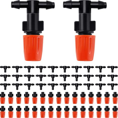 30 Pieces Spray Nozzle Tee Joints Mist Watering T Joints T Type Atomizing Nozzle, Mist Watering T Joints for Flower Beds, with Tee Joints, Orange