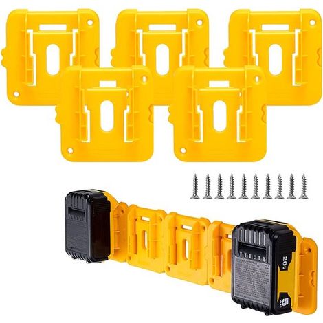 Adecuado para portapilas de 5 unidades compatible con baterías de litio de plástico De-W-Alt de 20 V - incluye tornillos para taller mecánico (1/5)