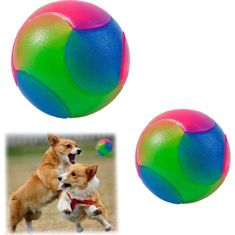 Balle pour Chien, 2 Pcs Boule Elastique Lueur dans L'obscurité,Jouet Balle pour Chien et Chat (1/5)