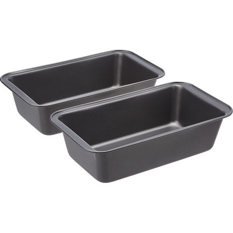 Moule à pain antiadhésif en acier au carbone, 27 x 15 x 7 cm, lot de 2, Rectangulaire, Gris (1/5)