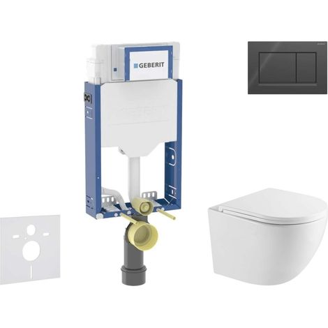 Geberit Kombifix - Set de bâti-support, cuvette Oudee et abattant softclose, plaque de déclenchement Sigma20, noir brillant/noir mat SANI15CA5147