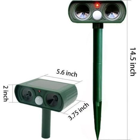 Lot de 2 Répulsif à ultrasons, Solaire, Sans fil, Anti-UV, Pour jardin, ferme, animaux (1/4)