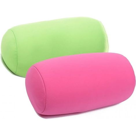 Lot de 2 oreiller, forme cylindrique, tissu spandex, microbilles, maison voyage (1/5)