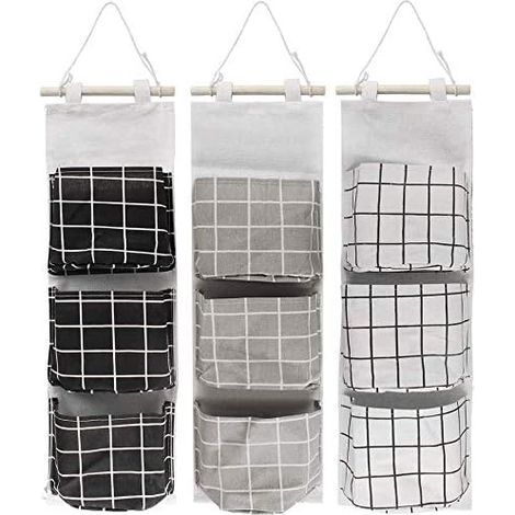 Wall Hanging Storage Bag 3PCS Waterproof Pockets Over Door Closet Organizer Box Linen Storage Bag 3 Semicircular Pockets Bag for Bedroom Bathroom office Kitchen Organizer Storage Bags (1/5)
