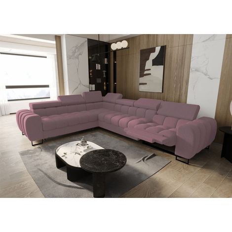 Ecksofa Schlafsofa BASTIEN RELAX in Stoff Gemma Rosa Ottomane Links