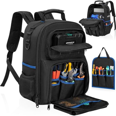 Werkzeugrucksack mit Organizer, gepolsterten Schultern, wasserdicht, für Handwerker (1/5)