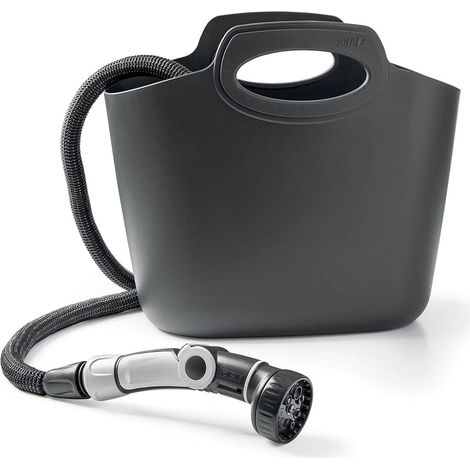 Tuyau Auto-extensible comprend 25 mètres, sac de rangement, Lance 8 jets et Raccords, pour l’Arrosage de Jardins et Balcons, Gris foncé (1/5)