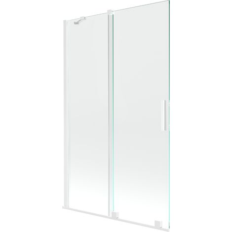 Mexen Velar paratia per vasca da bagno a 2 ante scorrevoli 110 x 150 cm, trasparente, bianco - 896-110-000-01-20