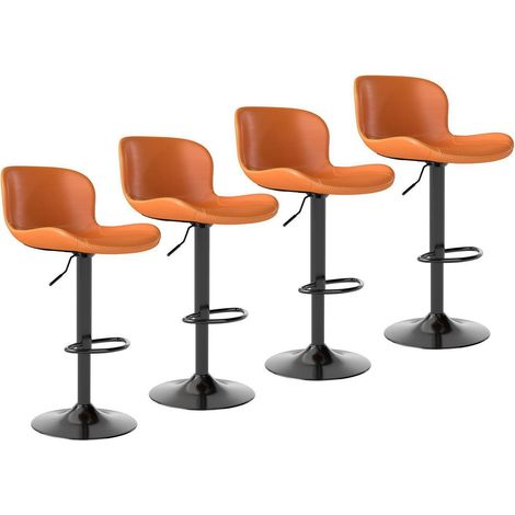 Barhocker 4er Set, höhenverstellbar, drehbar, Kunstleder, Orange (1/5)