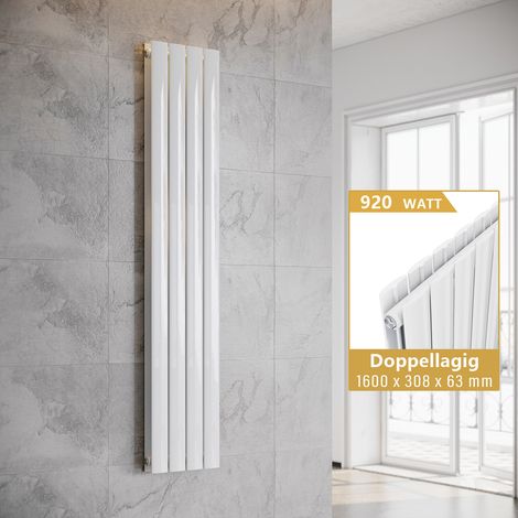 ELEGANT Paneelheizkörper Weiß Heizkörper Vertikal 1600x308mm Doppellagig (1/5)