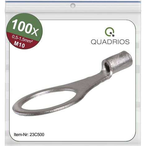 Quadrios 23C500 Capocorda ad anello Sezione Max=1.5 mm² Ø foro=10.5 mm Non isolato 100 pz.